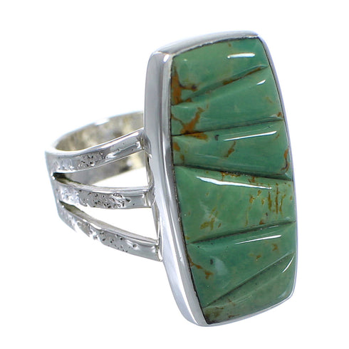 Southwest Turquoise Inlay And Sterling Silver Jewelry Ring Size 5-1/4 VX57356